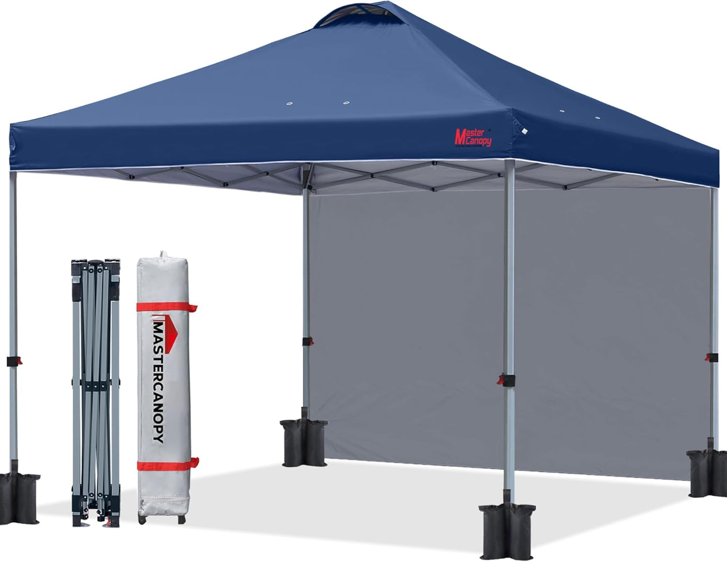 MASTERCANOPY Durable Pop-up Canopy Tent with 1 Sidewall (10'x10',Navy Blue)