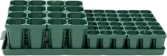 Vego garden Seedling Suite Products, 4 Pack Jumbo Seedling Trays and 4 Pack Standard Seedling Trays with 10" x 20" Bottom Watering Trays