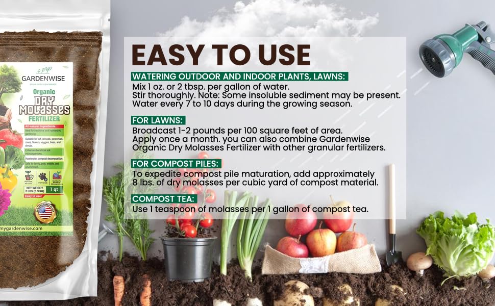Organic Molasses for Plants - Horticultural Molasses - Ideal for Traditional & Hydroponic Gardening, for Indoor & Outdoor Plants (3 QUARTS)