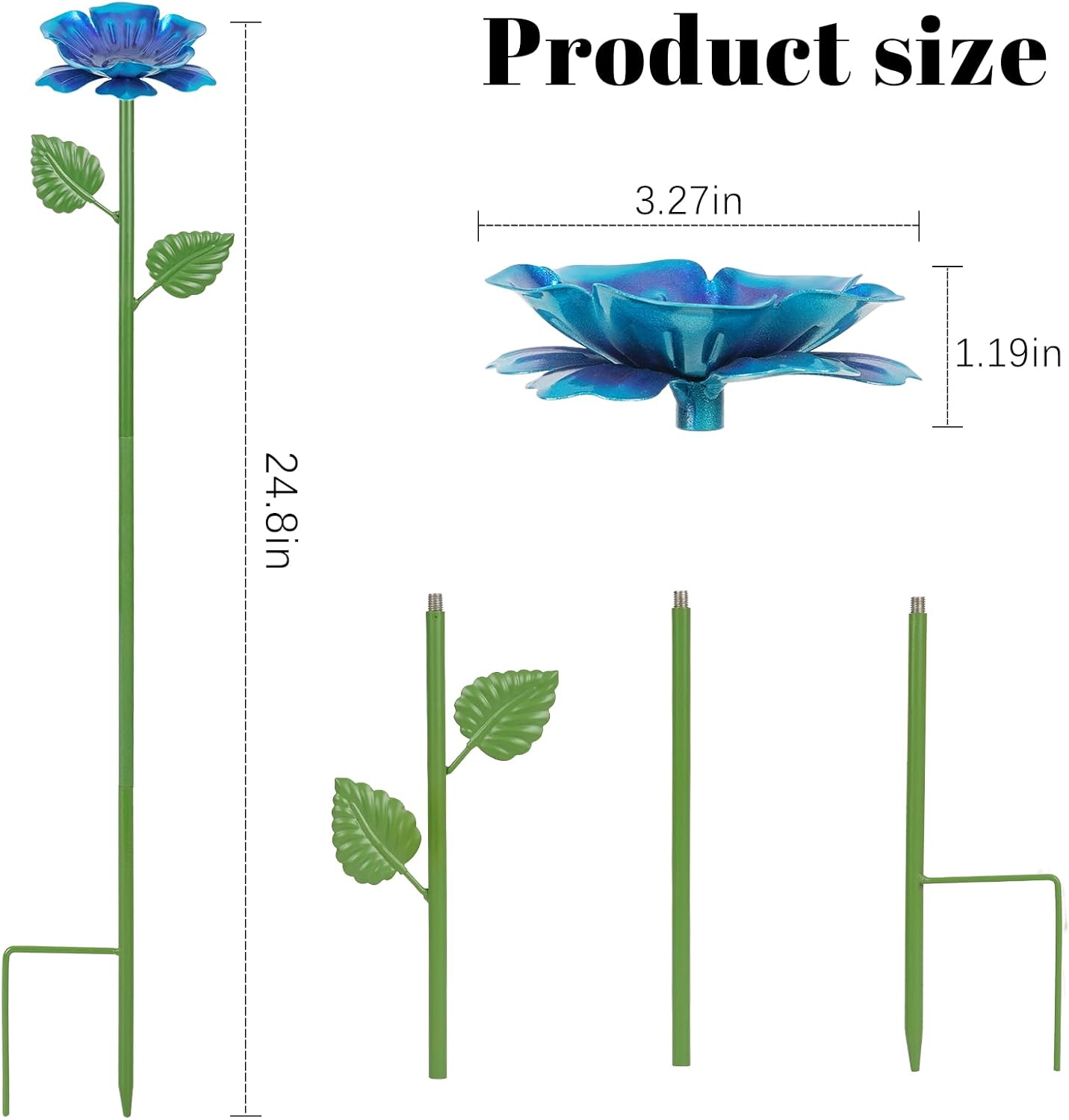 2 Pack Bee Watering Station - Flowers Butterfly Feeder, Bee Water Feeders for Outside, Metal Garden Decor, Bee Baths for Garden Yard Patio (Blue,Yellow)