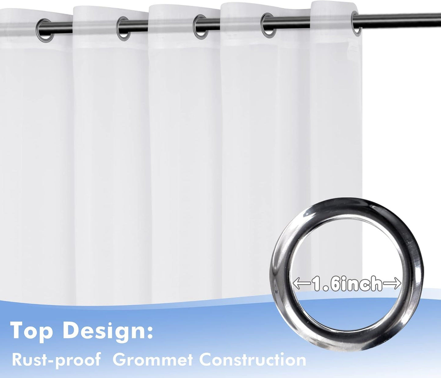 HolidayIdeas White Outdoor Sheer Curtains for Patio Waterproof, 4 Panels - 100 x 120 Inch - Extra Wide Voile Outside Curtains Light Filtering Grommet Drapes for Front Porch, Gazebo, Pergola, Backyard