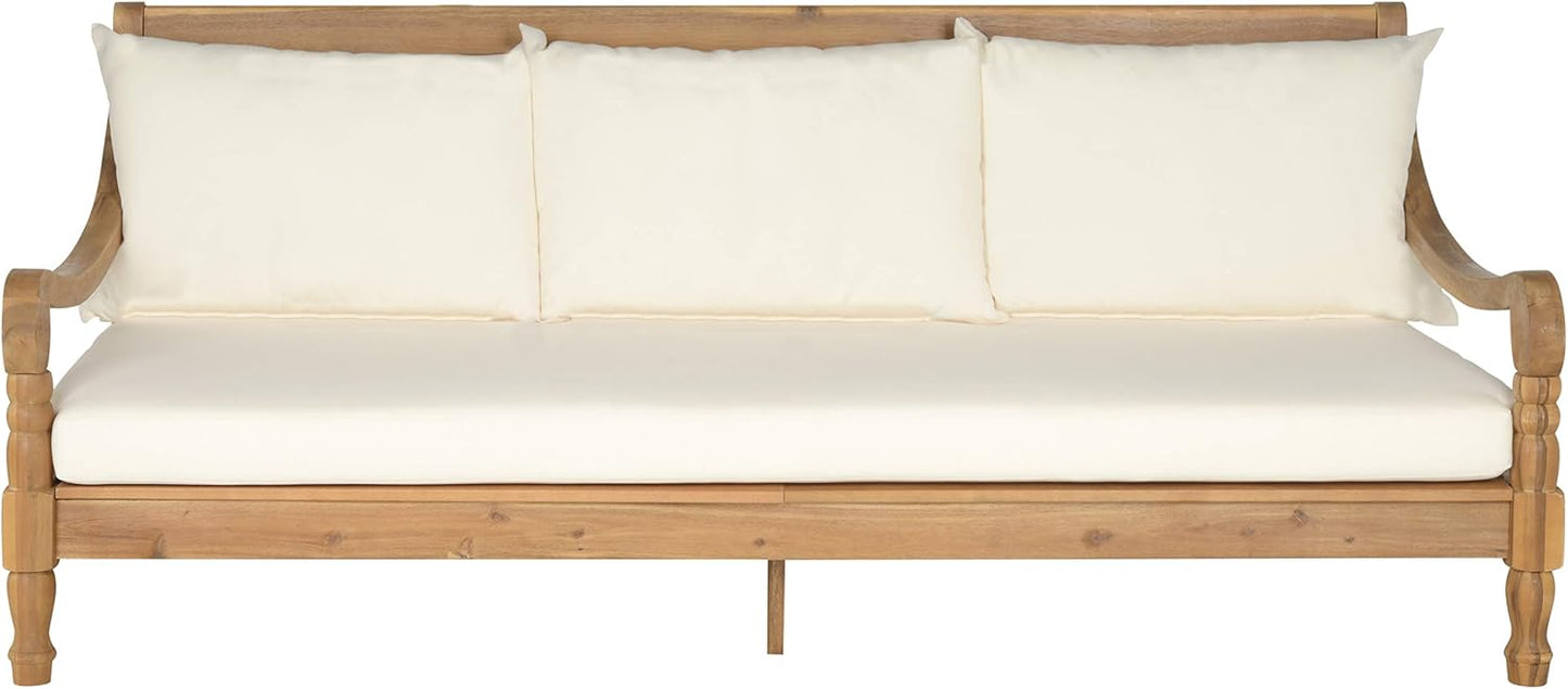 Safavieh Outdoor Collection Pasadena Brown /Taupe Acacia Wood Cushioned Daybed