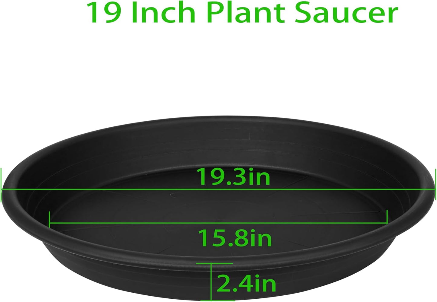 2 Pack of 19 inch Plant Saucer, 2.4" Depth Large Plant Saucer, Heavy Sturdy Plant Drainage Tray for Indoors, Bird Bath Bowls, Sturdy 18 inch Plastic Pot Tray for Planter 15-19"(Black)