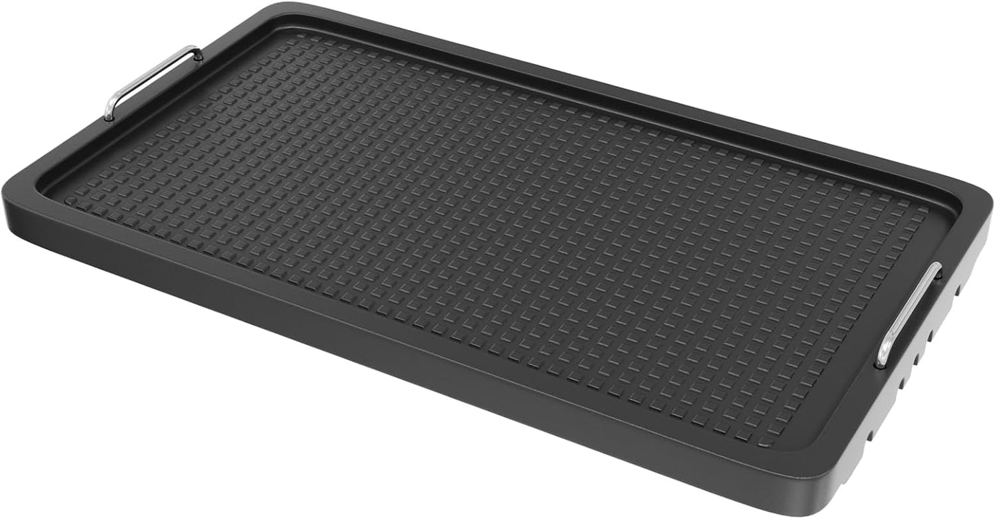 Cast Iron Griddle for Gas Grill Universal, 15" x 8.7" Griddle Pan for Stove Top with Handle, Grill Griddle, Stove Top Griddle for Charcoal/Gas/Electric Grills, Cast Iron Grill Pan for Outdoor/Camping