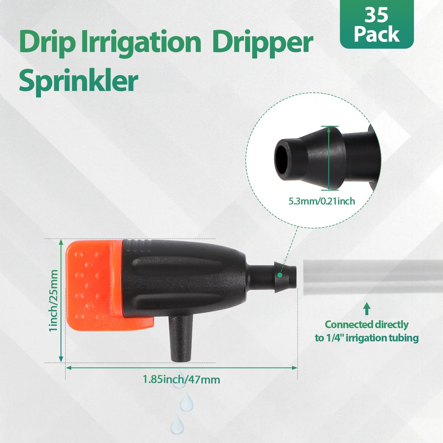 Drip Irrigation Inline Dripper for 1/4" Drip Irrigation Tubing, 35 Pieces Adjustable Drip Emitters Micro Drippers for Drip Irrigation Gardening System Maintain Constant Flow