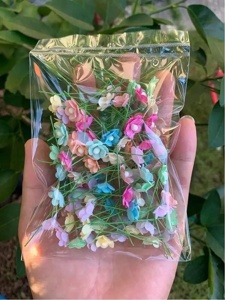 100 pcs Mini Flowers Mulberry Paper Flowers 13-15 mm Scrapbook Craft Card DIY Craft Using for Crafts, Bouquets, Scrapbooks, Decorations, Greeting Cards Artificial Flowers (Mixed Pastel Colors)