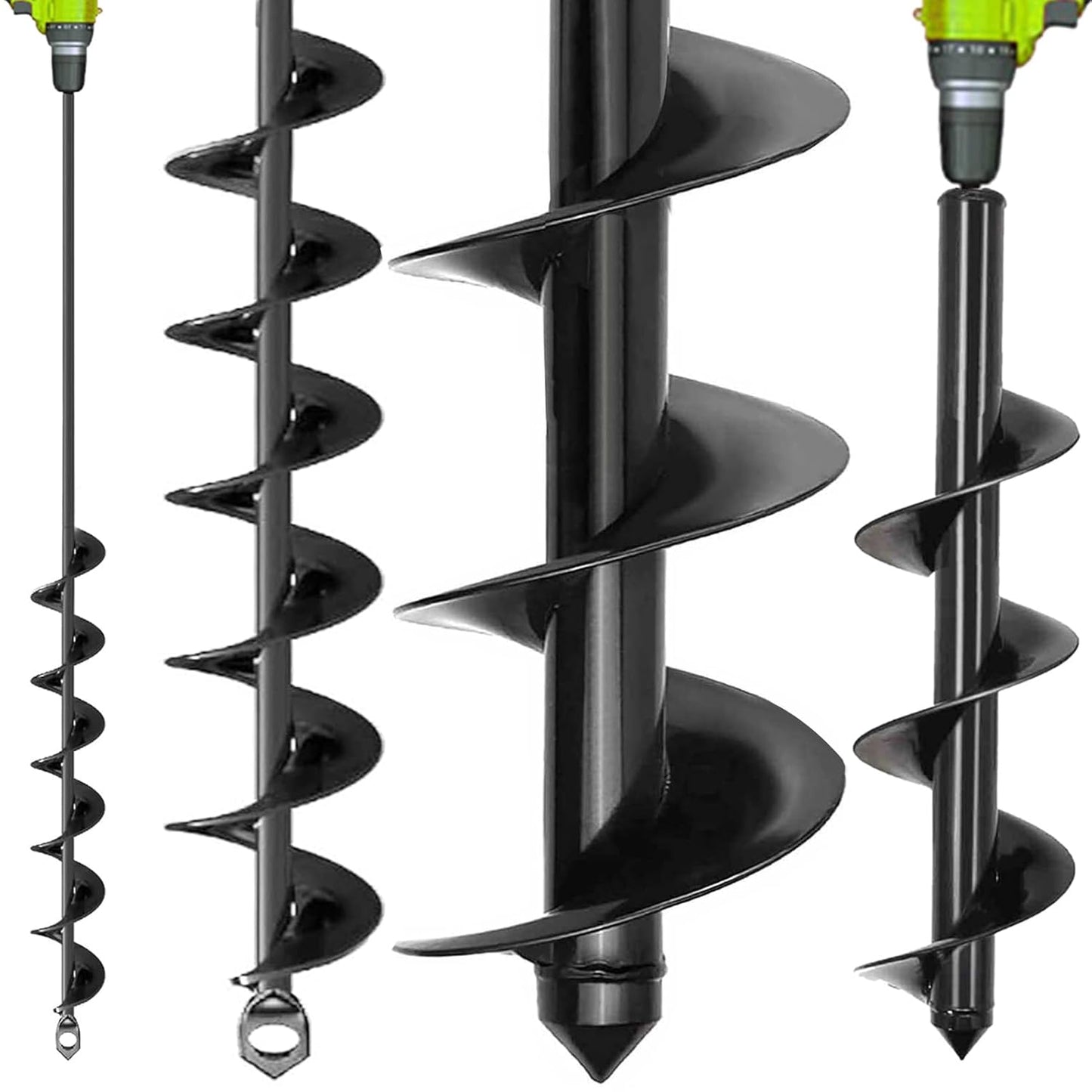 Auger Drill Bits for Planting 3x16.5in and 2x32in Solid Shaft Plant Flower Bulb Auger Spiral Hole Drill Rapid Planter Earth Post Umbrella Hole Digger for 3/8" Hex Drive Drill (2, 3"x16.5"+2" x32in)