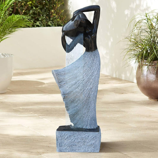 Modern Waterfalling Fountain Outdoor Indoor Zen Garden Water Features in Cast Stone Color for Courtyard/Lawn/Patio/Lobby/Backyard 46" Height