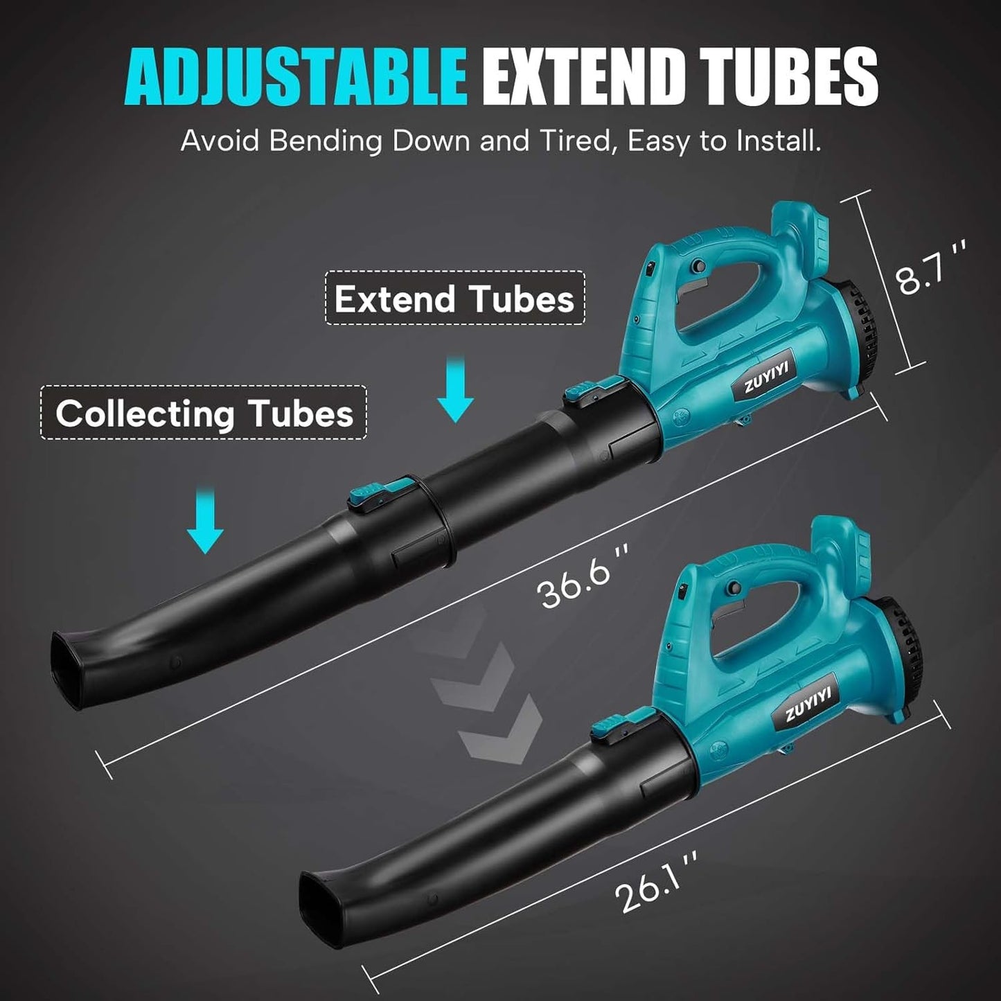 Cordless Leaf Blower for Makita 18V Battery, 450CFM 150MPH Electric Leaf Blower, 6 Speed Lightweight Handheld Leaf Blower for Lawn Care, Patio, Snow, Dust, Blowing Leaves (Battery NOT Included)