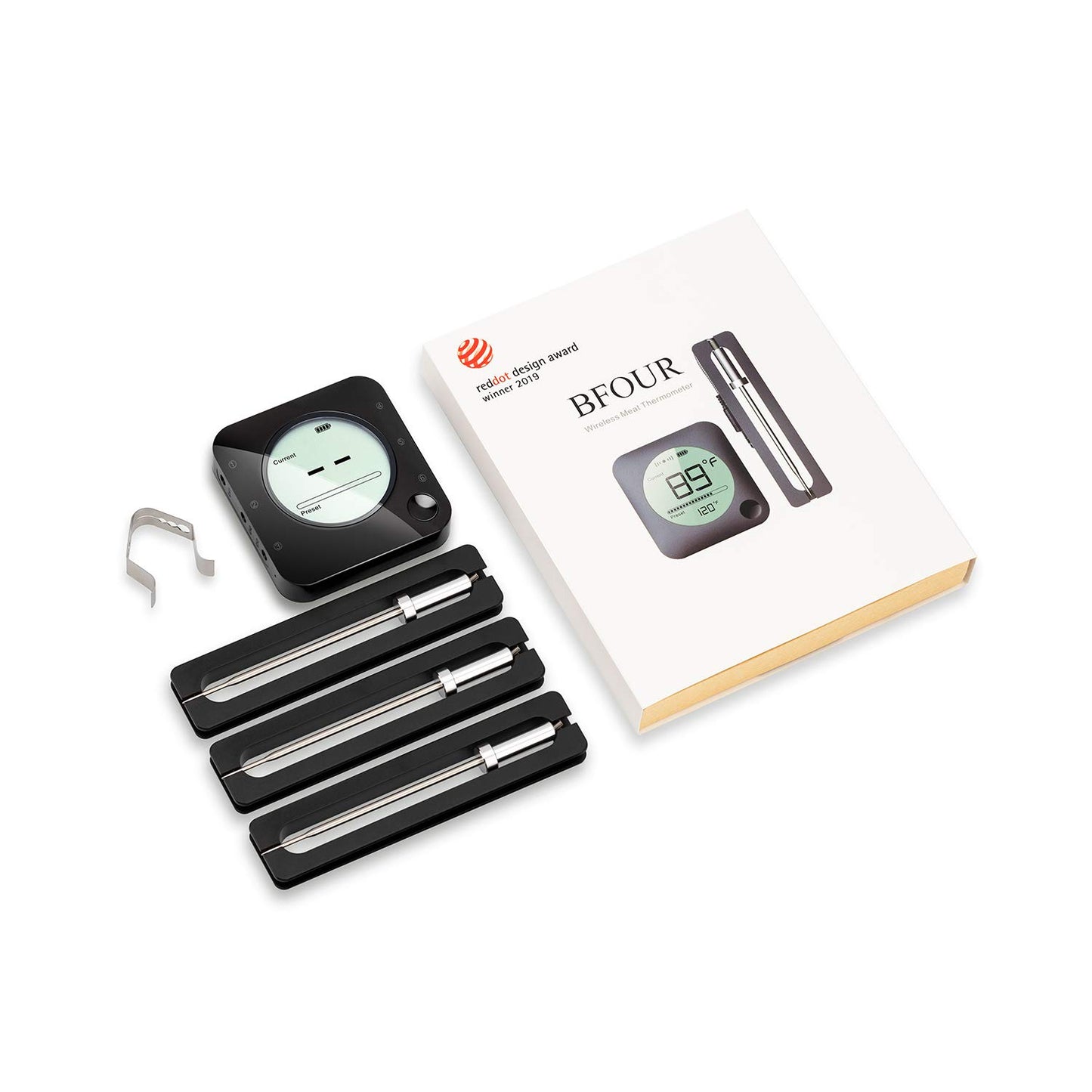 BFOUR Bluetooth Meat Thermometer Wireless Grill Thermometer with 3 Probes, Premium Digital Meat Thermometer Food Thermometer Timer Alarm for Smoker, Grill, Oven, Kitchen, Cooking, BBQ