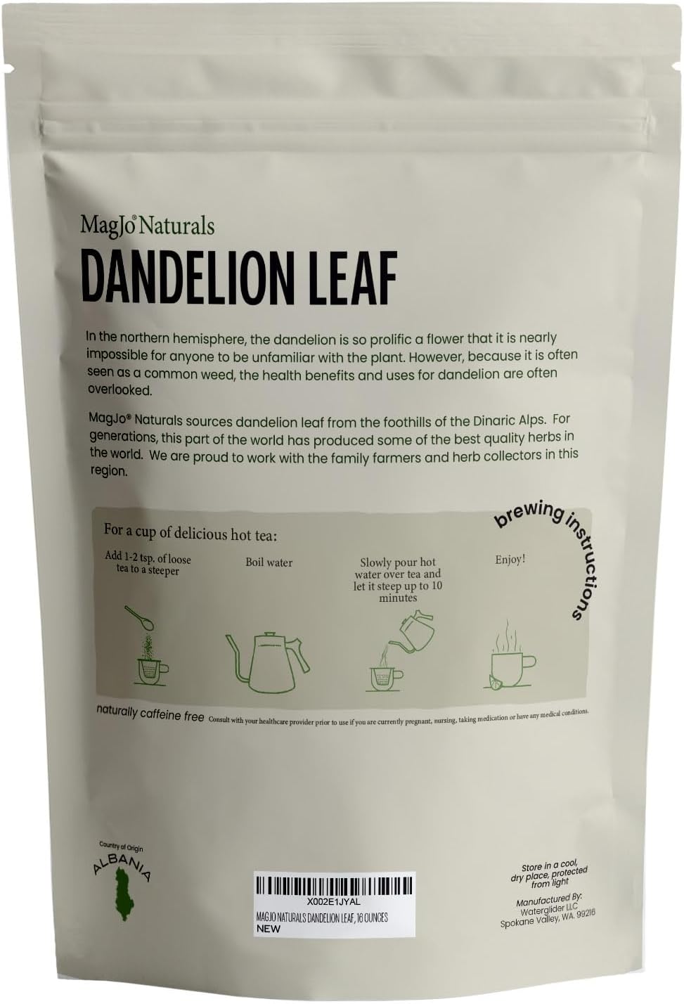 MagJo Naturals Wild-Harvest Dandelion Leaf (16 ounces) Cut & Sifted, Non-irradiated, Taraxacum officinale, Bulk 1 Pound, herbal infusion, te diente de leon organico