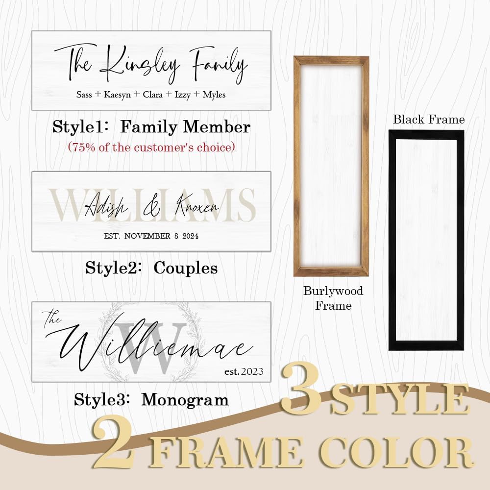 Wedding Gifts for Couples 2025, Custom Wood Sign for Bridal Shower Gift, Engagement Gift, Newlywed Gift, Personalized Framed Last Name Sign with Established Date for Home