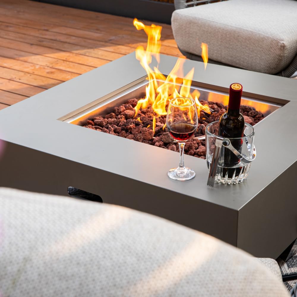 Ashton 36” Propane Fire Pit Smokeless Firepit Outdoor Gas Fire Pit for Outside Patio Firepit Table Includes Rain Cover Converter Kit Lava Rocks Lid CSA Certified