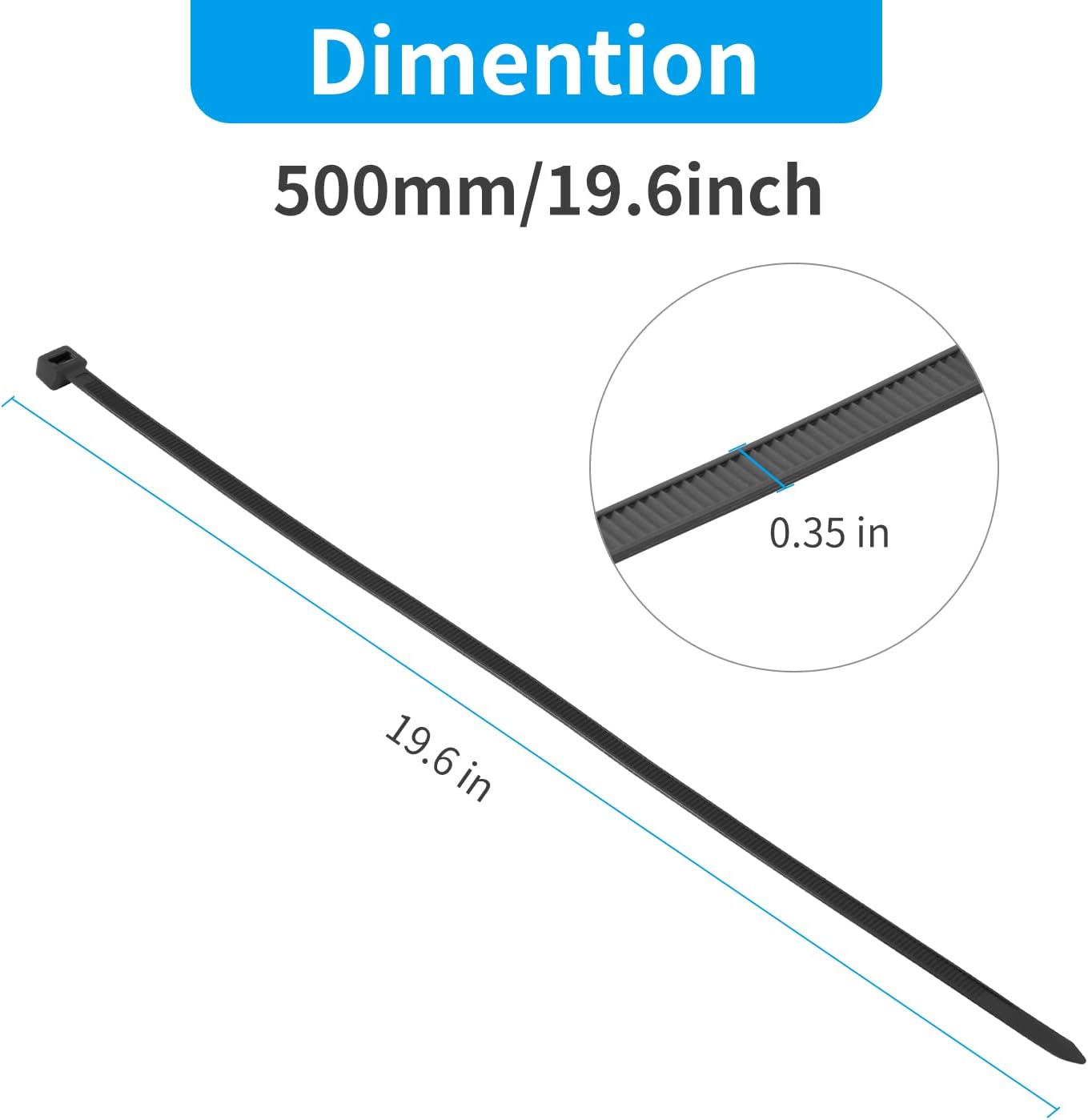 XINGO 20 Inch Black Large Heavy Duty Zip Ties 100 Pack, 200 LBS Ultra Strong Plastic Wire Ties, Large Cable Ties Extra Long Tie Wraps, Indoor and Outdoor UV Resistant