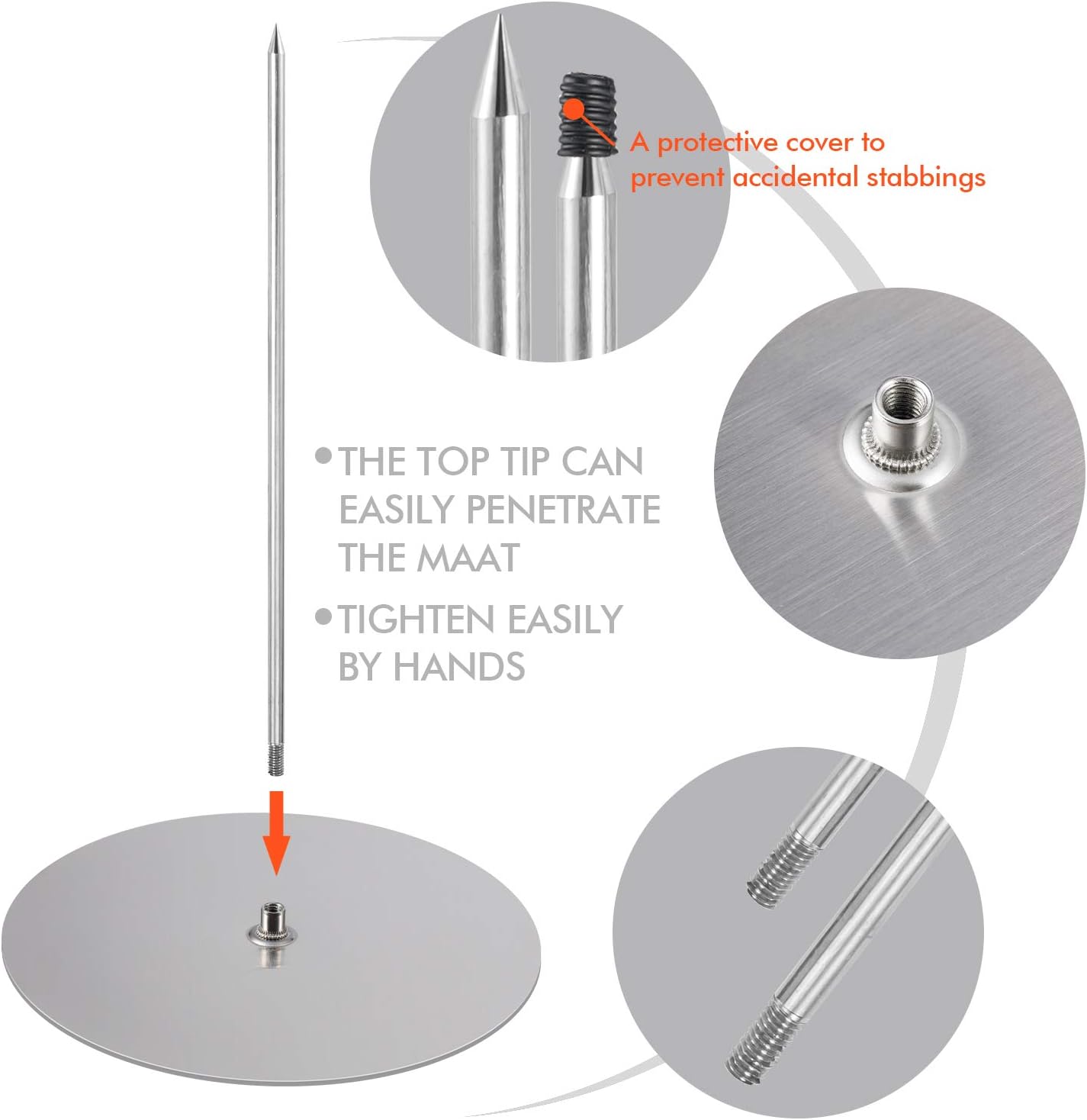 ZAUGONTW Vertical Skewer Grill - Stainless Removable Vertical Brazilian Barbecue Grilling Rack Meat Spit - Perfect for Steak, Whole Chickens, Whole Fish, Large Meat, 1Pack