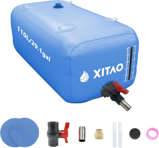 XITAO 29Gal Large Capacity Water Storage Bladder Containers w/Water Level Indicator Portable Foldable Emergency Water Tank Bag for RVs, Drought Resistance, Fire Prevention, Agricultural Irrigation