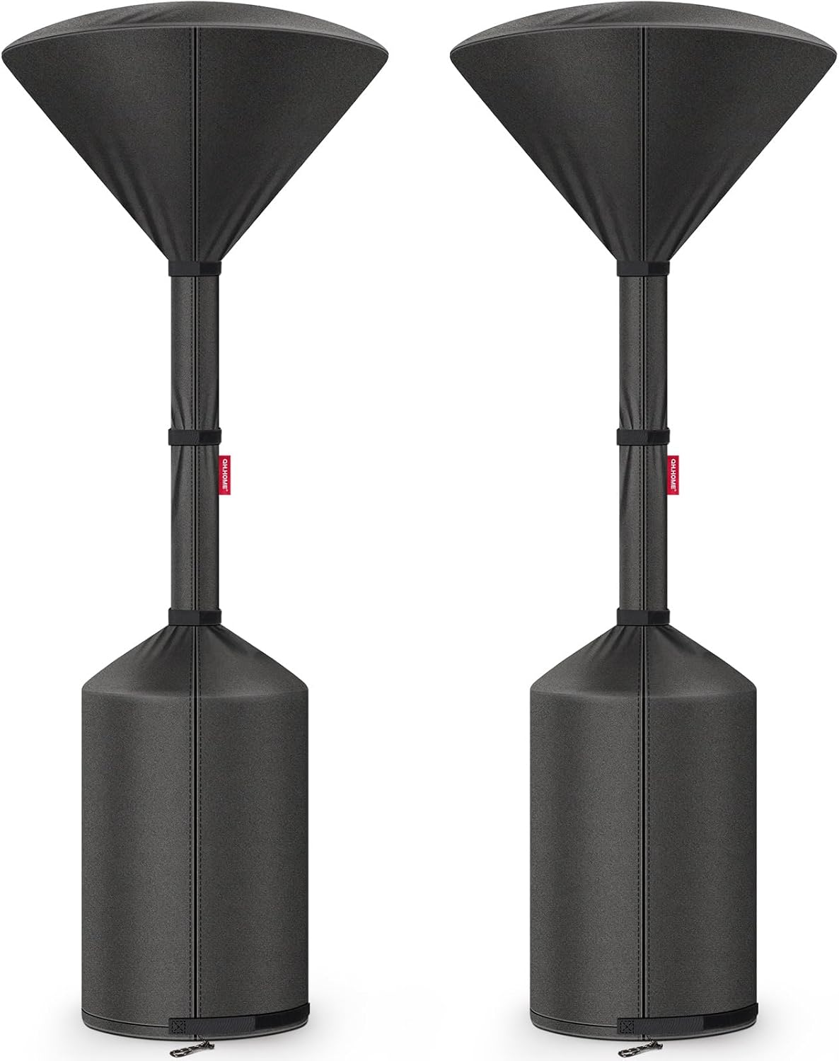 QH.HOME Winter Patio Heater Covers, [2025 Upgraded Tear-Resistant Fabric] Waterproof with Robust Zipper ,Height fit 87"-92",Dustproof/Wind/Sunlight/Snow-Resistant, 2 Pack-Black