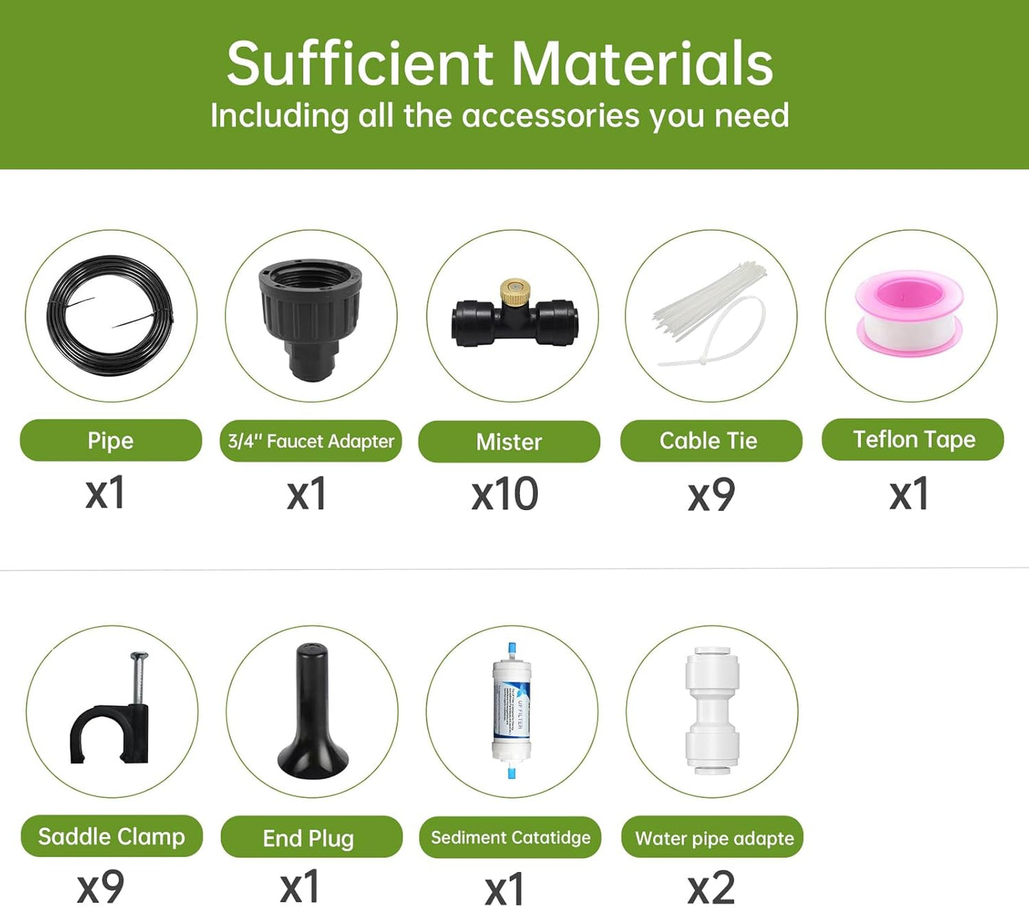 30FT Outdoor Misting Cooling System‌ - Patio Garden Kit with ‌Brass Nozzles & UV Tubing‌, DIY Install for ‌Pool, BBQ, Greenhouse‌, Water-Saving High Pressure Cooler