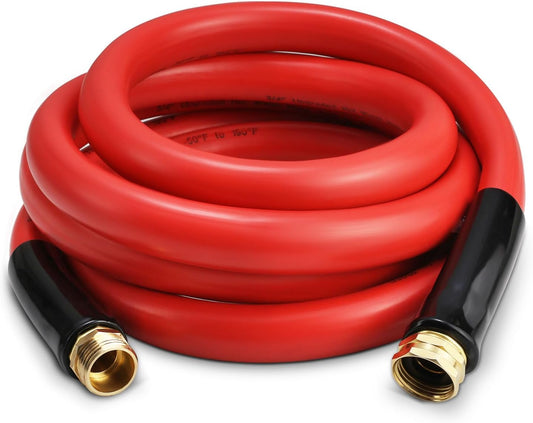 Garden Hose 15 ft x 3/4” Hot/Cold Heavy Duty Water Hose,-50°F to 190°F,Burst 600Psi Flexible Upgraded Rubber Hoses,3/4” Solid Fittings for All-weather Outdoor Lawn & Garden