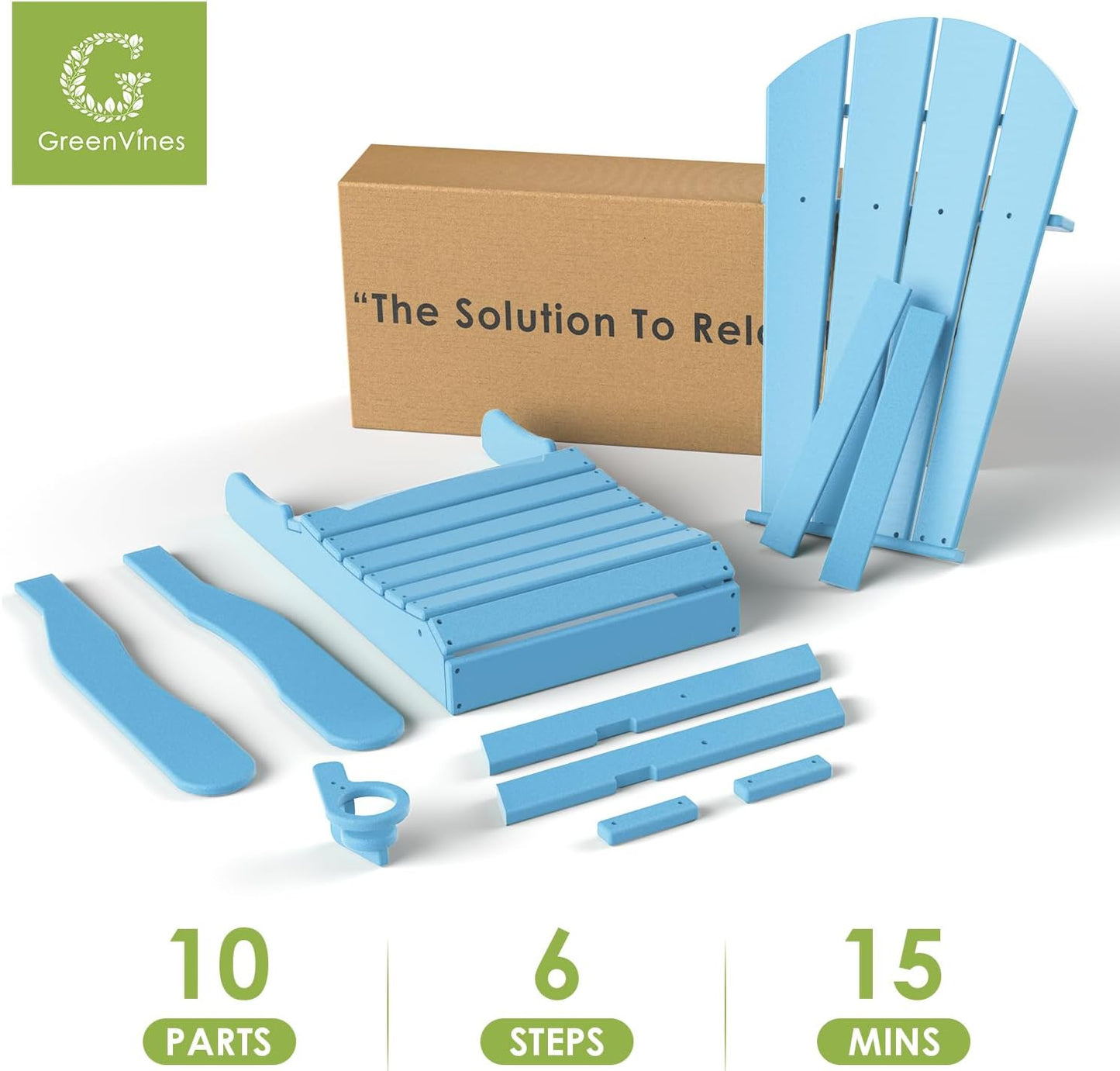 GREENVINES Folding-Adirondack-Chairs-Set-of-2 | HDPE Plastic | Fire Pit Chair | All Weather | Cup Holder | Arctic | for Deck Backyard Patio Outdoor Garden