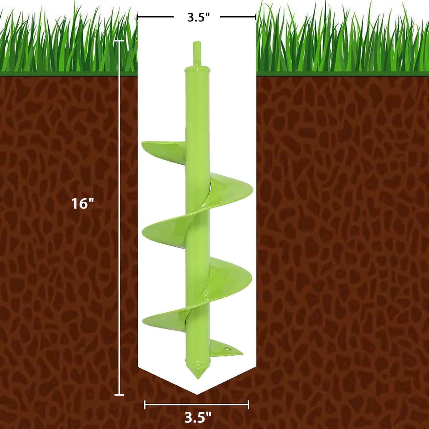 TCBWFY Auger Drill Bit for Planting 3.5"x16",Extended Length Garden Auger Spiral Drill Bit for Planting Bulbs Flowers,Planting Auger for Drill Post Hole Digger for 3/8”Hex Drive