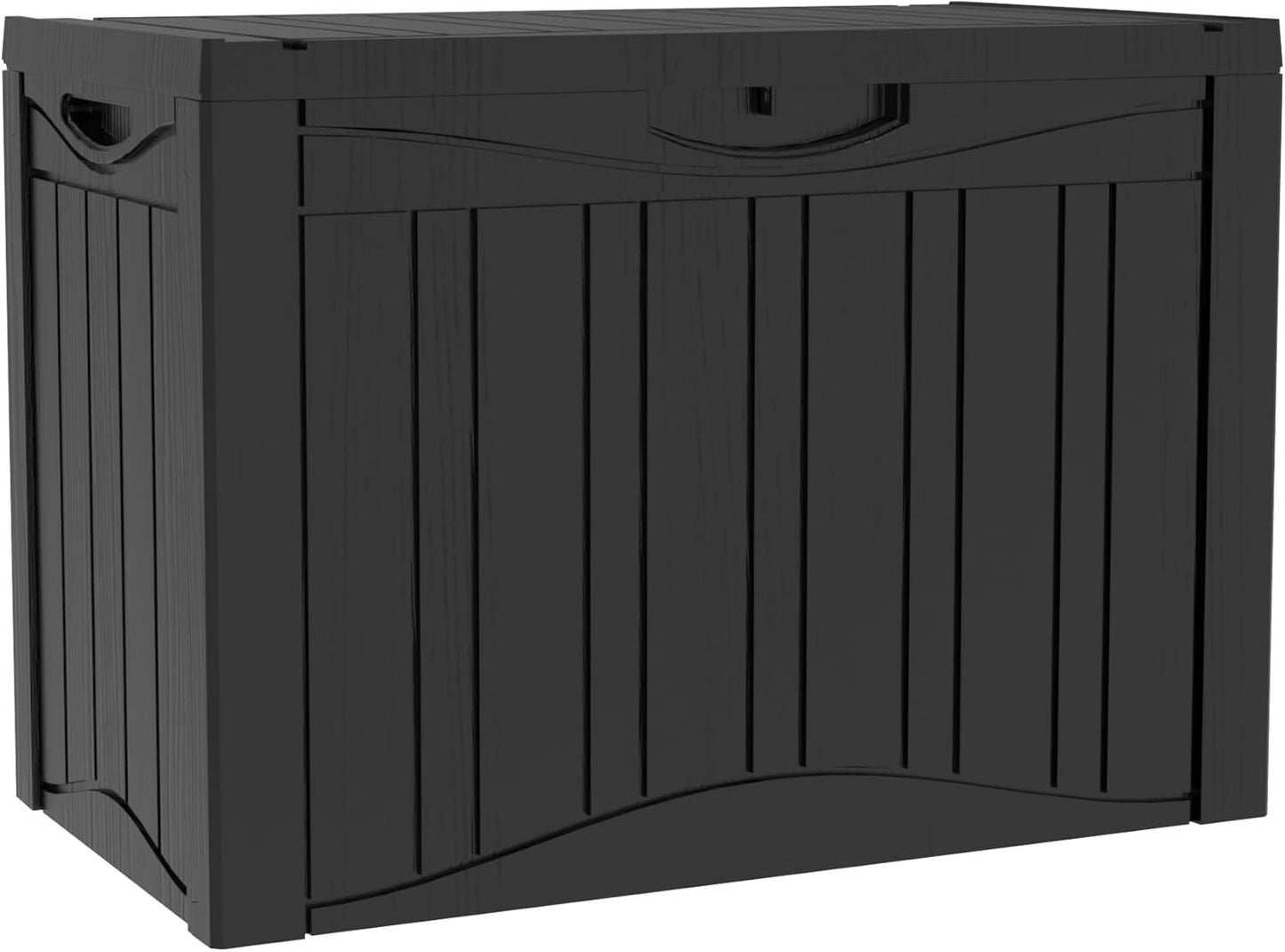 50 Gallon Plus Resin Deck Box, Waterproof Outdoor Storage Bin for Patio, Poolside, and Garden, Lockable & UV-Resistant, Ideal for Small Spaces, Black