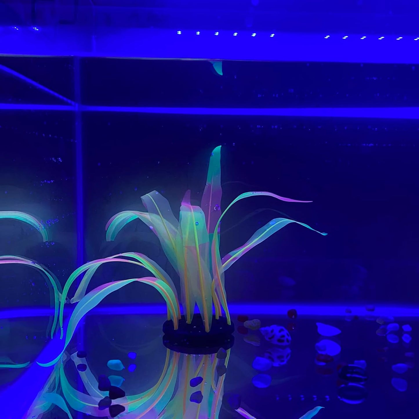 1Pcs Aquarium Decoration Orange Plants Simulation Artificial Water Grass Plastic Fish Tank Decor Plants Silicone Glowing Kelp Ornament Aquarium Accessories,Orange,16.9in