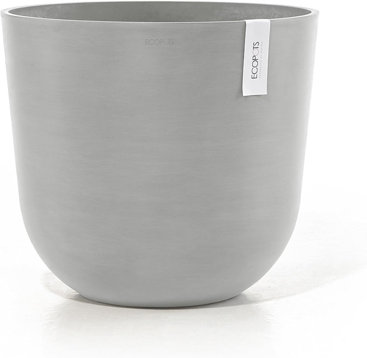 Ecopots Oslo Durable Modern Round Indoor/Outdoor Recycled-Based Composite Flower Pot Planter, White Grey, 17.75"