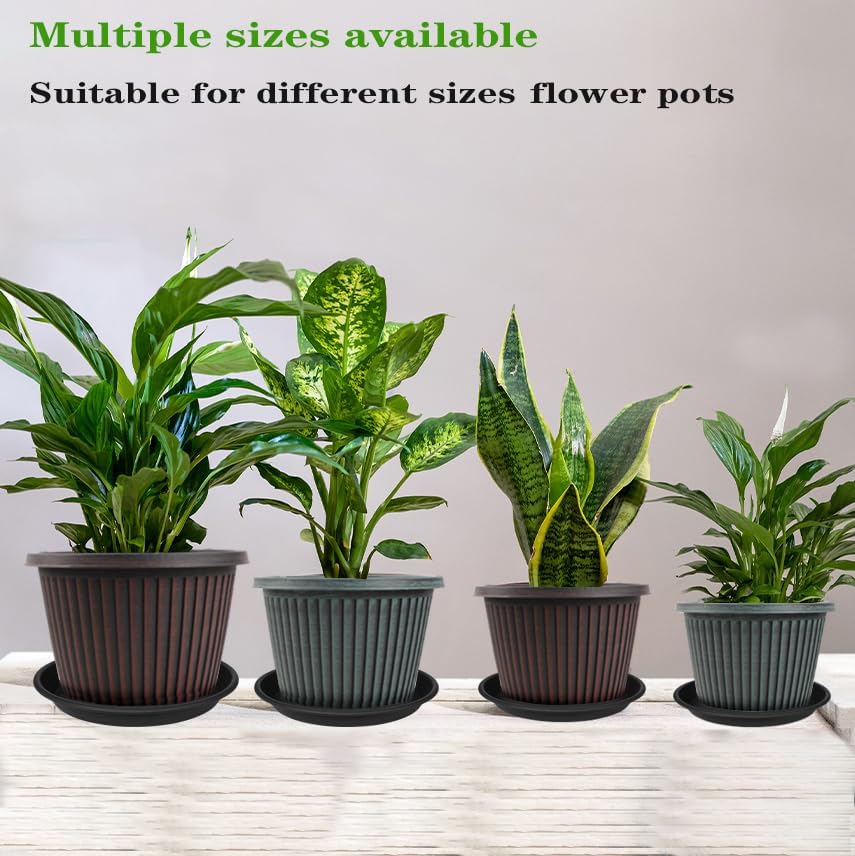 2 Pack of 16 17 inch Plant Saucer, 2.4" Depth Large Plant Tray, Heavy Duty Plant Trays for Indoors no Holes, Bird Bath Bowls, Plastic Pot Tray for Planter 14"/15"/16" (16", Black)