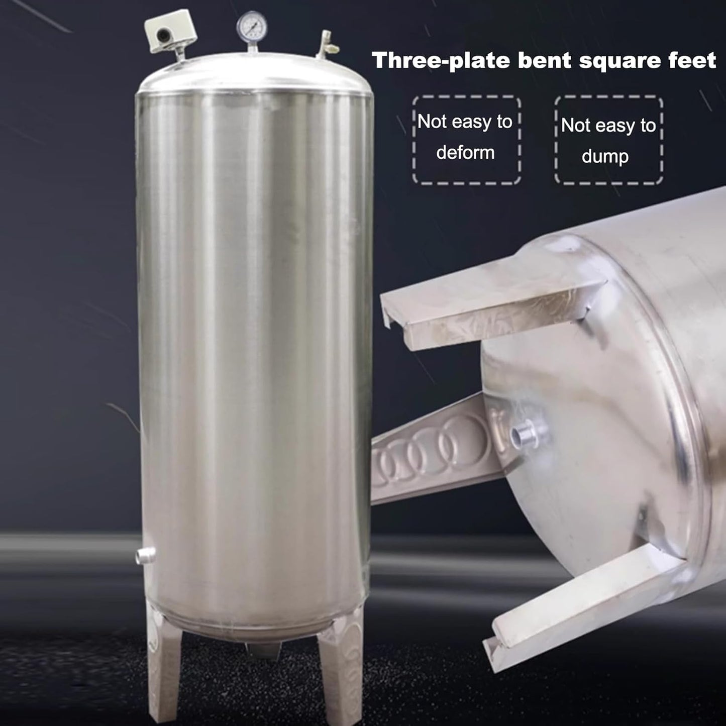 Water Supply System, Fully Automatic Well Water Storage Tank, Stainless Steel Pressure Tank with mounting Fittings for Well/Industrial Cleaning/Garden Watering(100L/26.4gal)