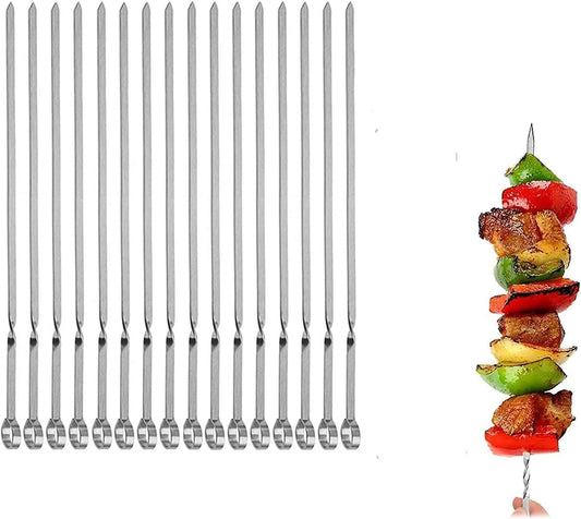 Metal Skewer for Grilling,Kabob Skewer,Flat BBQ Barbecue Skewer,Grilling Skewers Set,Reusable BBQ (10" skewer(16 pack))