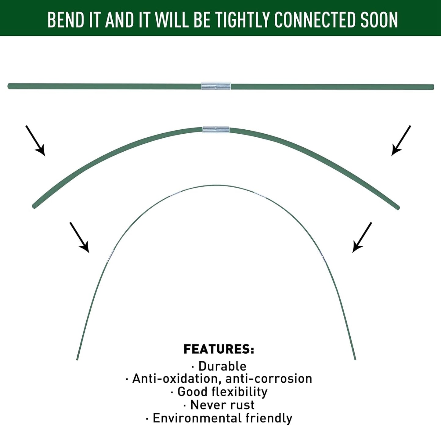 MAXPACE Greenhouse Hoops for 2.7ft or Wider Grow Tunnel, Rust-Free Fiberglass Support Hoops Frame for Garden Fabric, DIY Plant Support Garden Stakes, Gardening Supplies, 50pcs