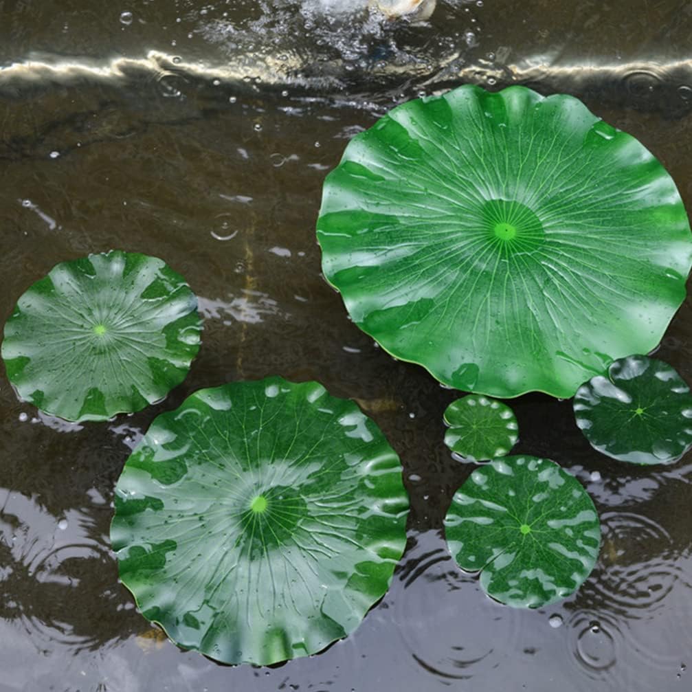 DOITOOL 3 Pcs Artificial Floating Foam Lotus Leaves 15.7 Inch Artificial Water Lily Pads Ornaments for Patio Fish Pond Pool Aquarium Decor, Green