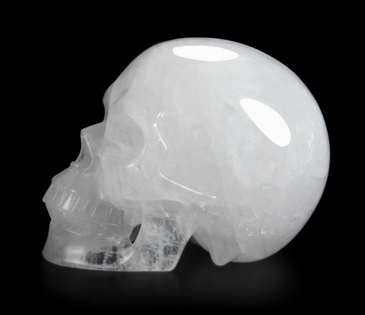 Huge 5.0" Angolan Quartz Rock Crystal Carved Crystal Skull, Realistic.