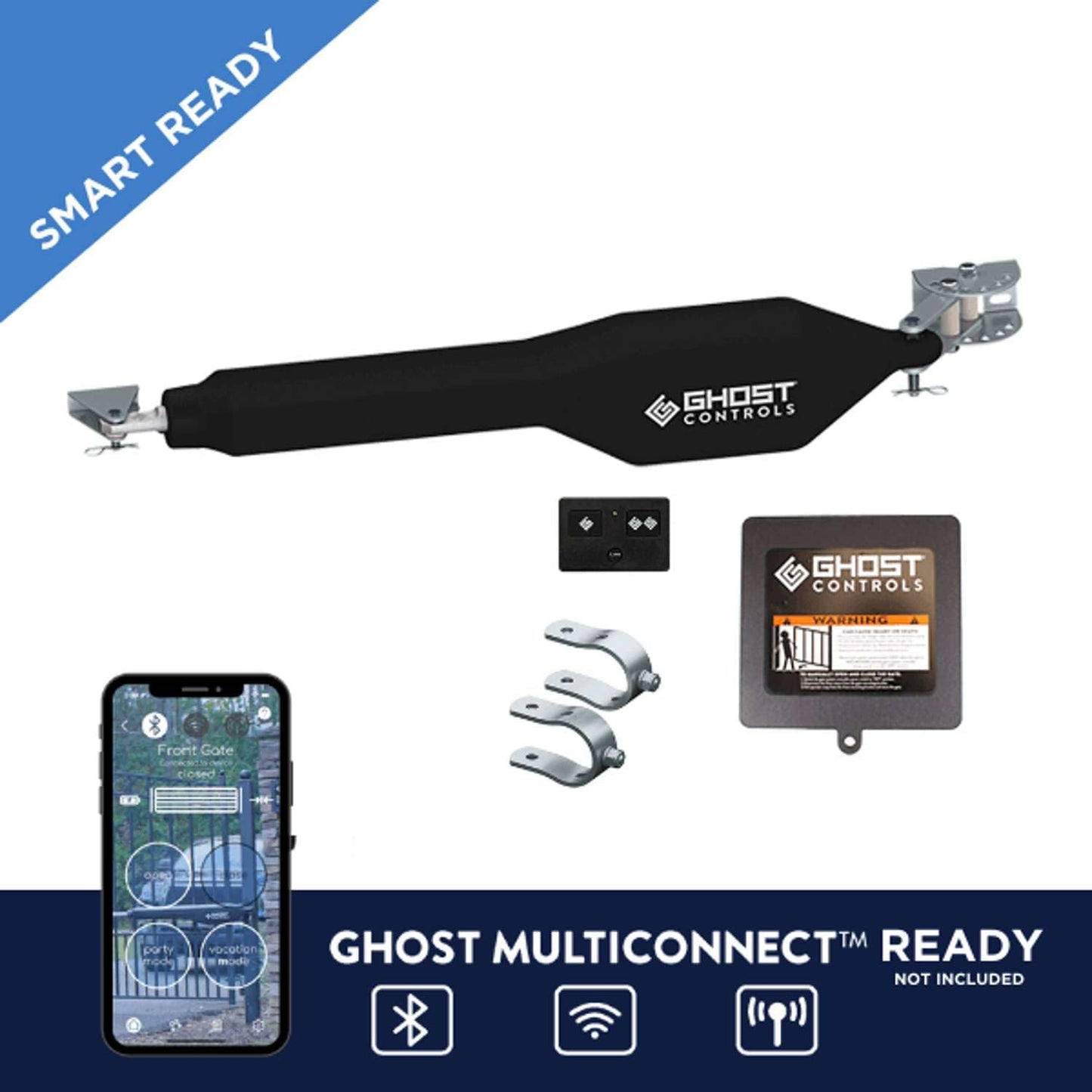 Ghost Controls Heavy-Duty Automatic Gate Opener Kit for Swing Gates with Long-Range Gate Opener Remote - Model TSS1