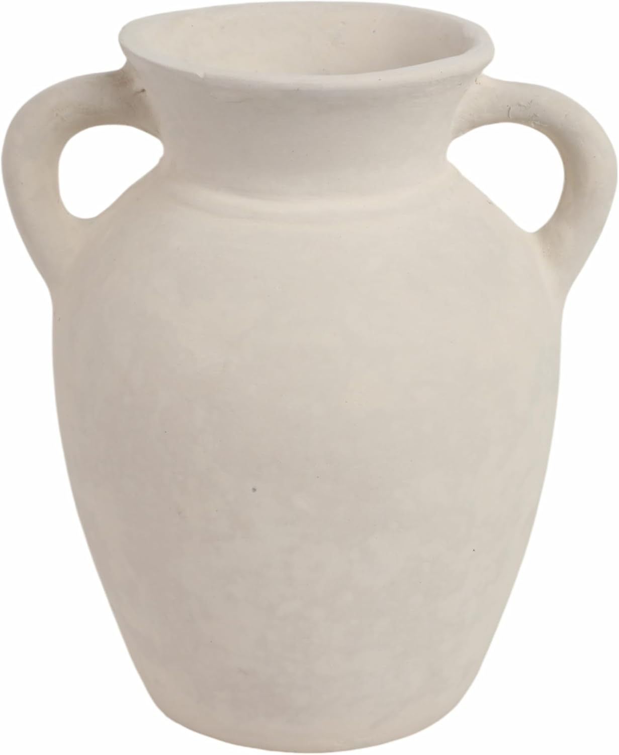 Sagebrook Home Vintage Ceramic Vase - Handmade Pottery Paper Mache Jug - Decorative Home Accent for Living Room, Bedroom, Office - 9" White
