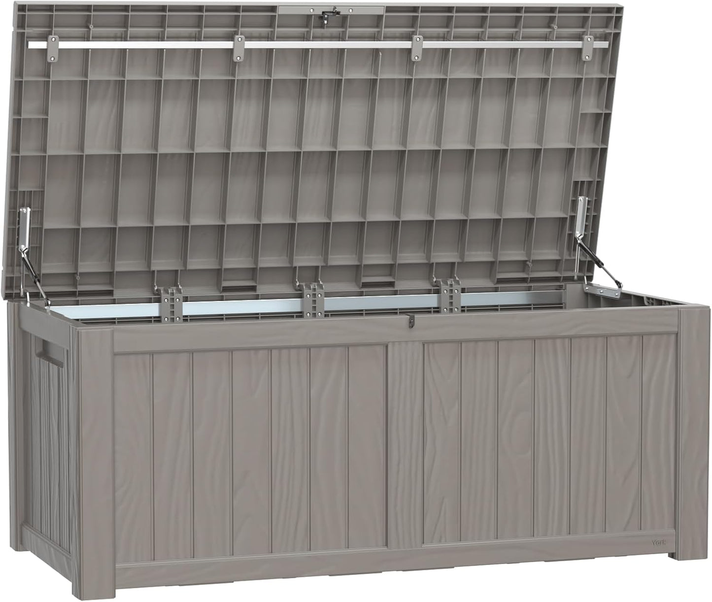 120 Gallon Deck Box,Resin Outdoor Storage Box with Lockable for Patio Furniture, Pool Accessories, Garden Tools Waterproof Outside Storage Box, Grey