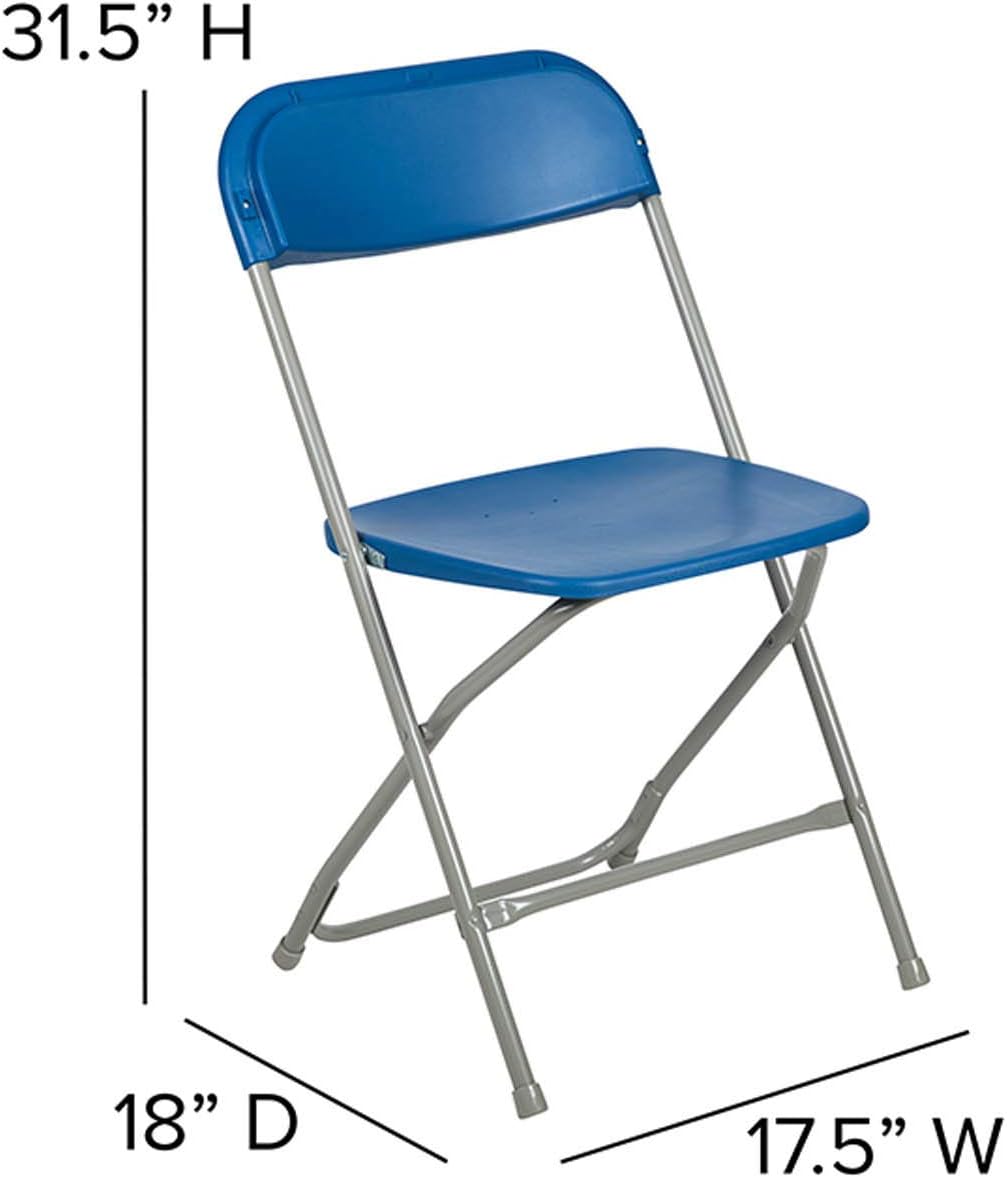 Flash Furniture Hercules Series Plastic Folding Chairs for Parties and Weddings, Stackable Commercial Event Seats, Set of 10, Blue