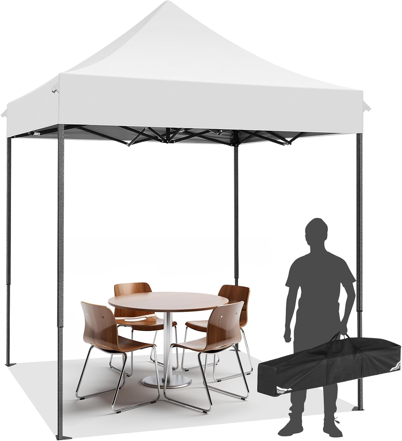COBIZI 6.6x6.6 Pop up Canopy Tent Heavy Duty Without Sidewalls, Easy Set-up Commercial Outdoor Party Tent, 100% Waterproof Wedding Gazebo, 3 Height Adjustable with Carry Bag, White