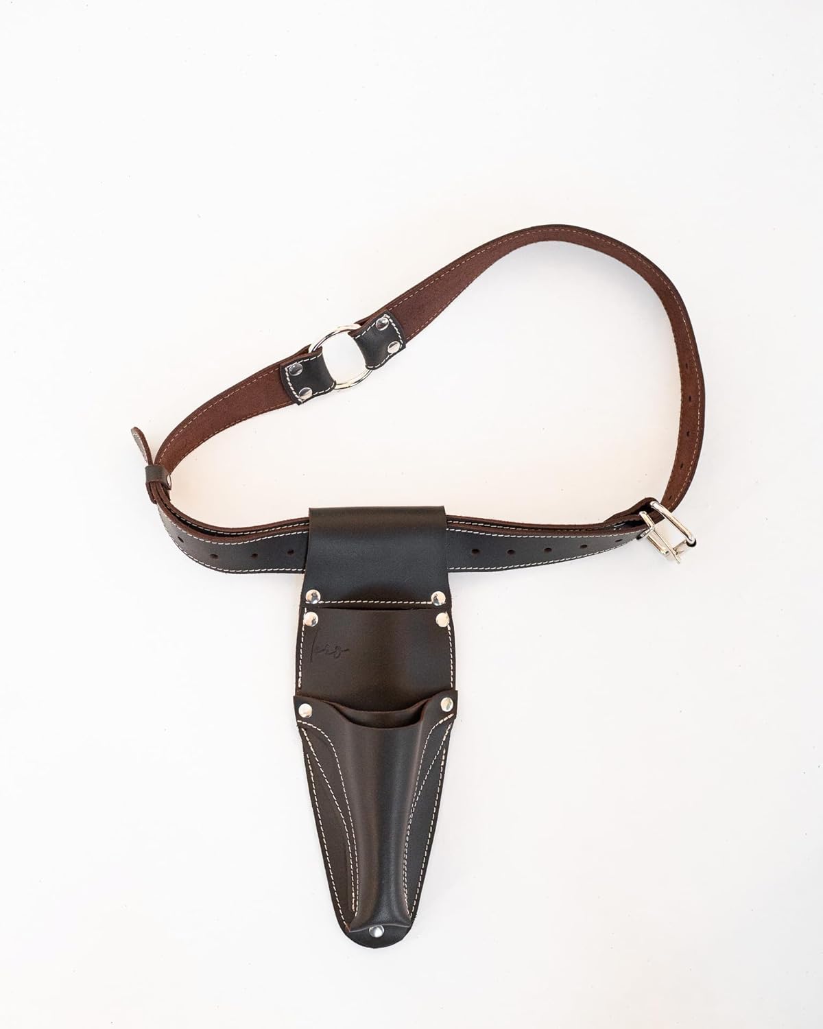 Personilized Hori Hori Leather Sheath Belt with Pruner and Scissor Pockets. Personalized Florist Tool Belt Leather, Gardening Belt with Pockets. (Dark brown with engraving, one size)