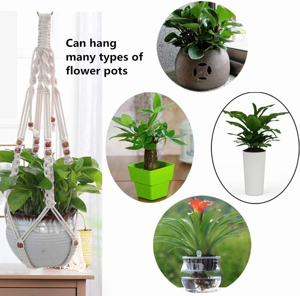Belit 2 Pack Macrame Plant Hangers Indoor Hanging Planter Basket Decorative Flower Pot Holder Rope for Indoor Outdoor Home Decor