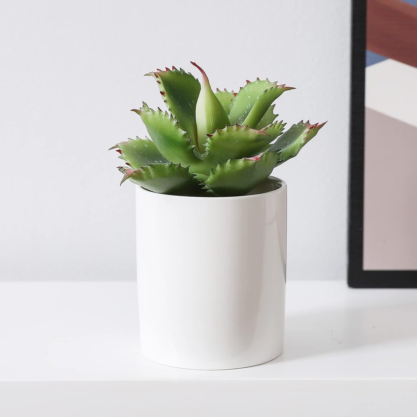 Duovlo Artificial Succulent Plant 7.08 Inch Faux Succulents Agave potatorum Flower Arrangement Craft Wall DIY Materials Pack of 2 (Green)