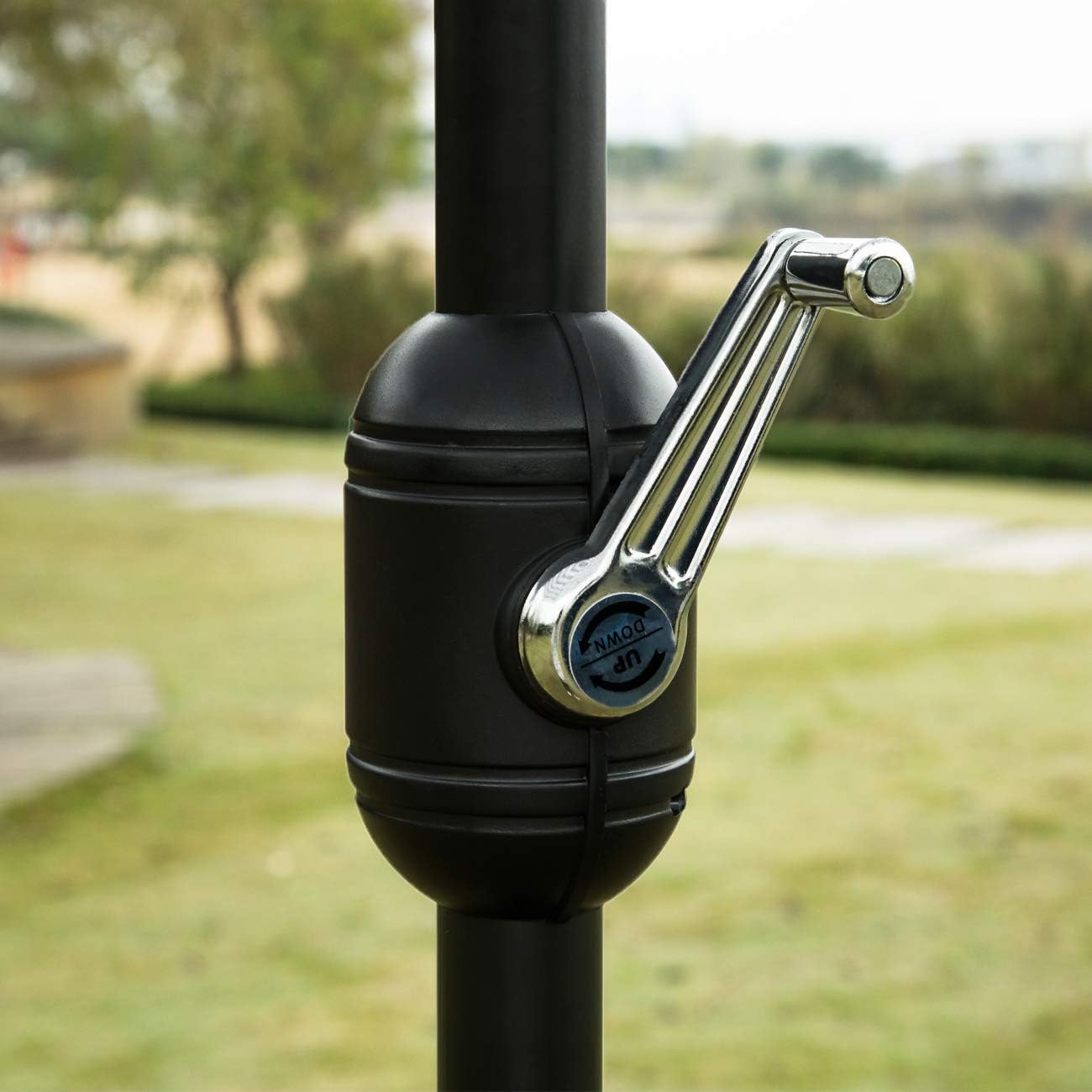 Sunnyglade 9' Patio Umbrella Outdoor Table Umbrella with 8 Sturdy Ribs (Black and White)