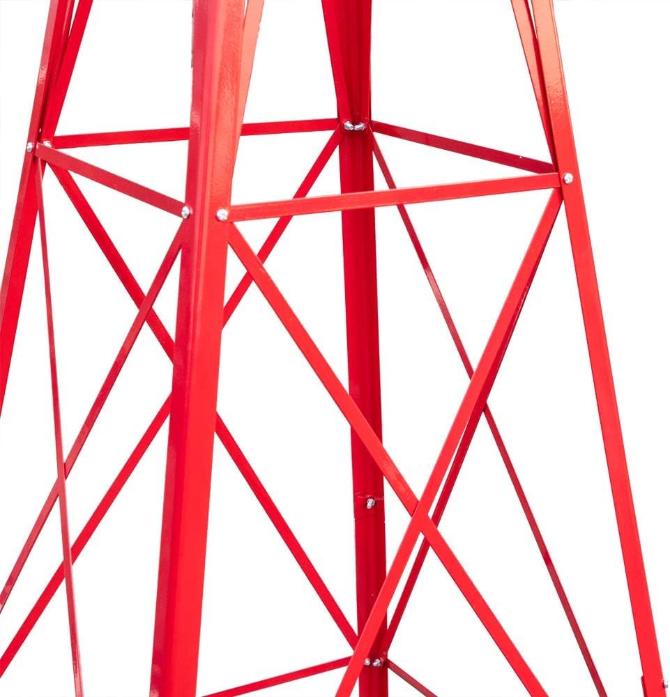 8FT Windmill for Yard Garden Decoration with Weather Vanes，Heavy Duty Outdoor Wind Mills, Large Metal Outdoor Windmill,Weather Resistant,Red
