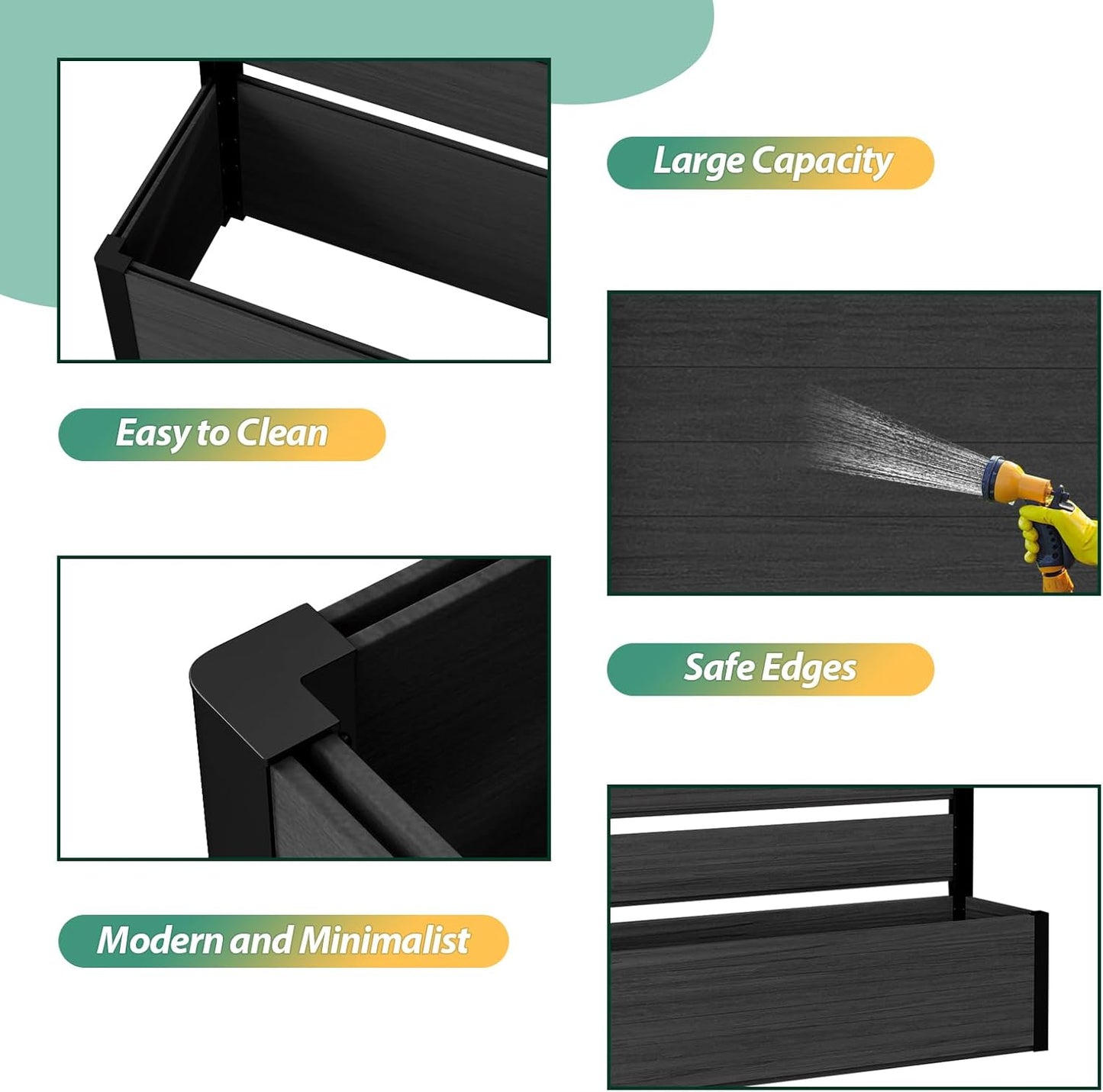 Vertical Screen Planter Bed - Raised Garden Box with Trellis for Climbing Plants, Durable Privacy Fence Planter for Outdoor, Patio, Deck Aluminum Frame, Black