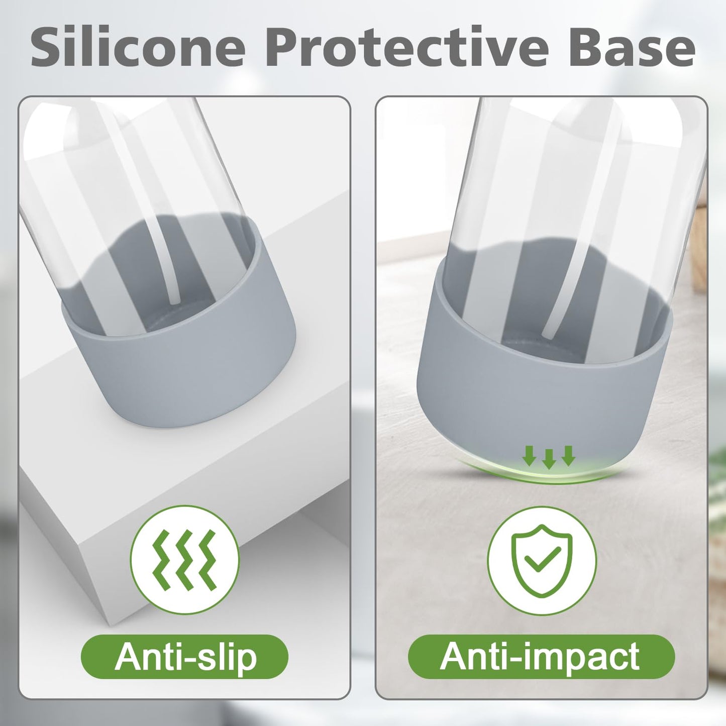 Glass Spray Bottles with Silicone Sleeve Protection, Empty 16 oz Refillable Containers, Reusable Spray Bottles with Adjustable Nozzle for Hair, Cleaning Solutions, Essential Oils 1 Pack Grey