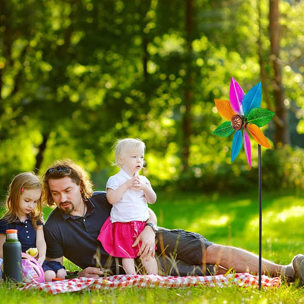 DREAMYSOUL Colorful Wind Spinner 38Inches, Metal Garden Pinwheels for Yard and Garden, Decorative Wind Spinners for Outdoor Patio Yard Lawn