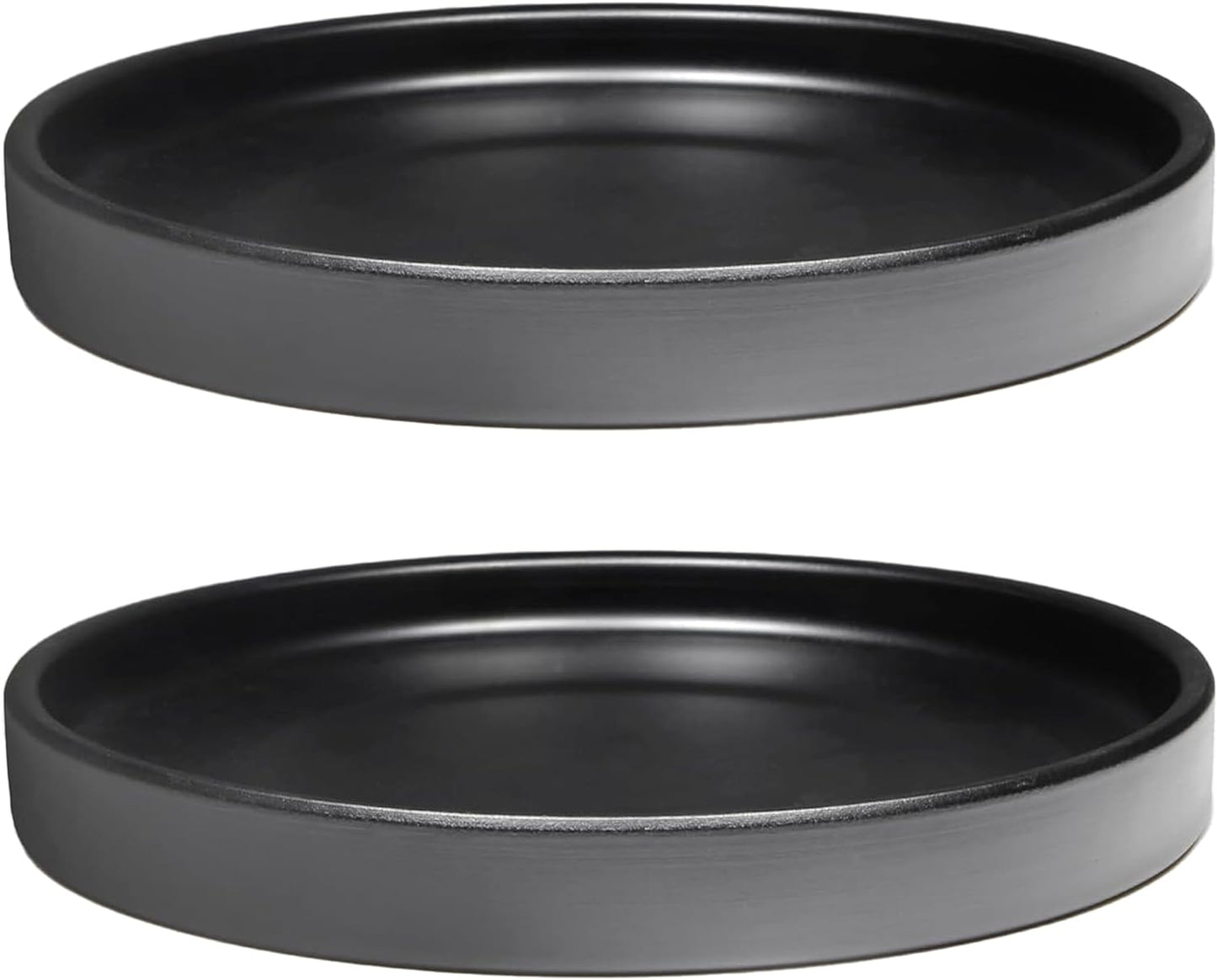 2 Pack Ceramic Plant Saucer Pot Tray 6 Inch, Planter Saucers 4 5 6 7 8 9 10 11 12 13 Inch for Indoors Outdoor, Durable Sturdy Flower Drainage drip Water Tray for Glazed Pots Base (6.4 Inch-Black)