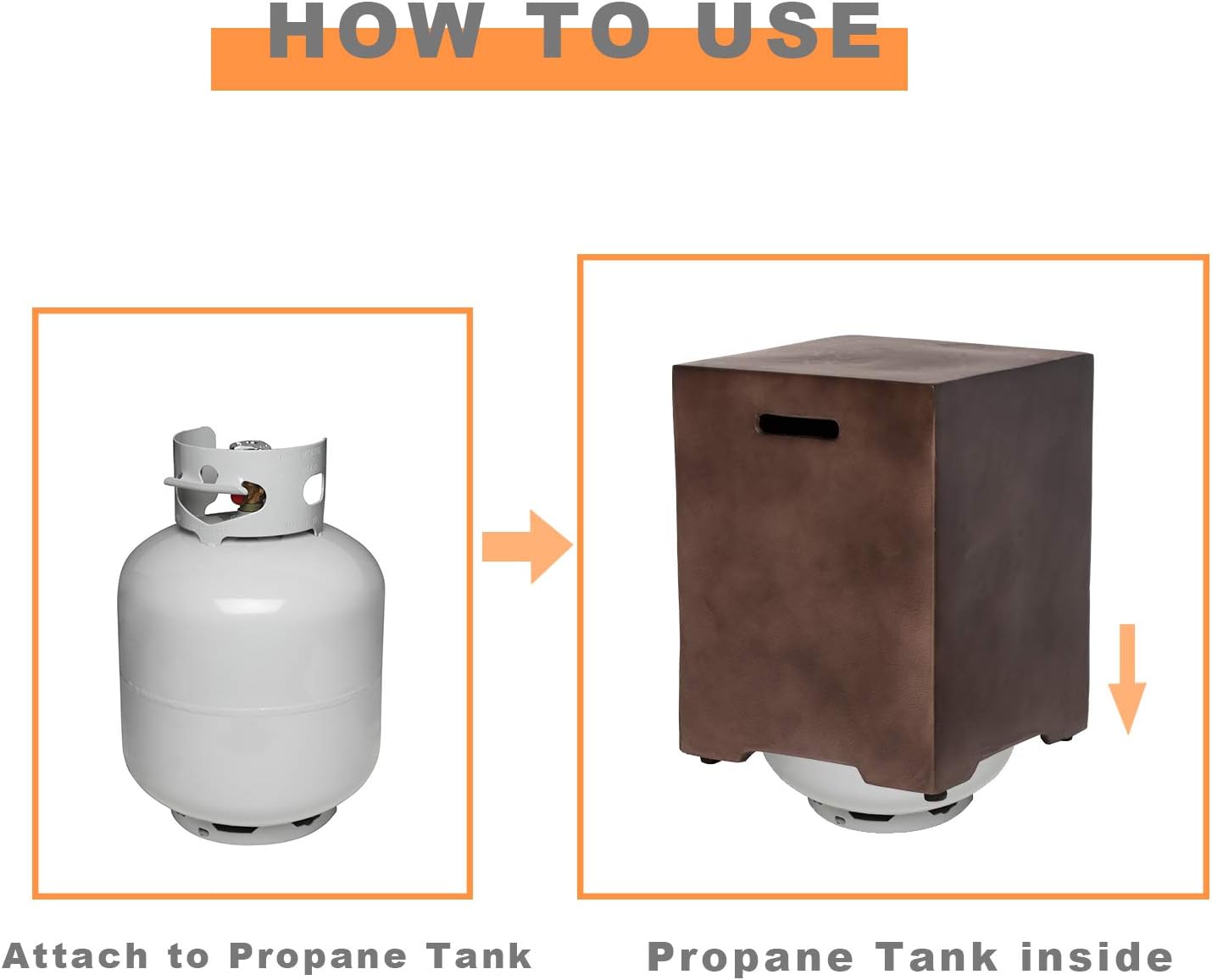 COSIEST 2-Piece Outdoor Propane Firepit Table Set w Tank Table, 42 inch Dark Fire Table CSA Certified, 50,000 BTU w Bronze Round Base,Wind Guard and 16 inches Tank Side Table 20lb for Garden,Pool