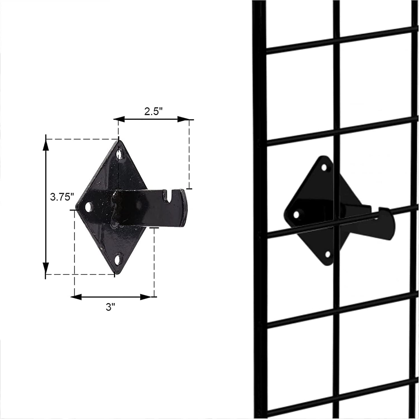 KINGDOM SOLUTIONS 12-Pack Black Gridwall Panel Mount Brackets – Heavy-Duty Wall Brackets for Gridwall, Slatgrid, or Trellis Panel Mounting – Durable Display Hardware for Store or Garage